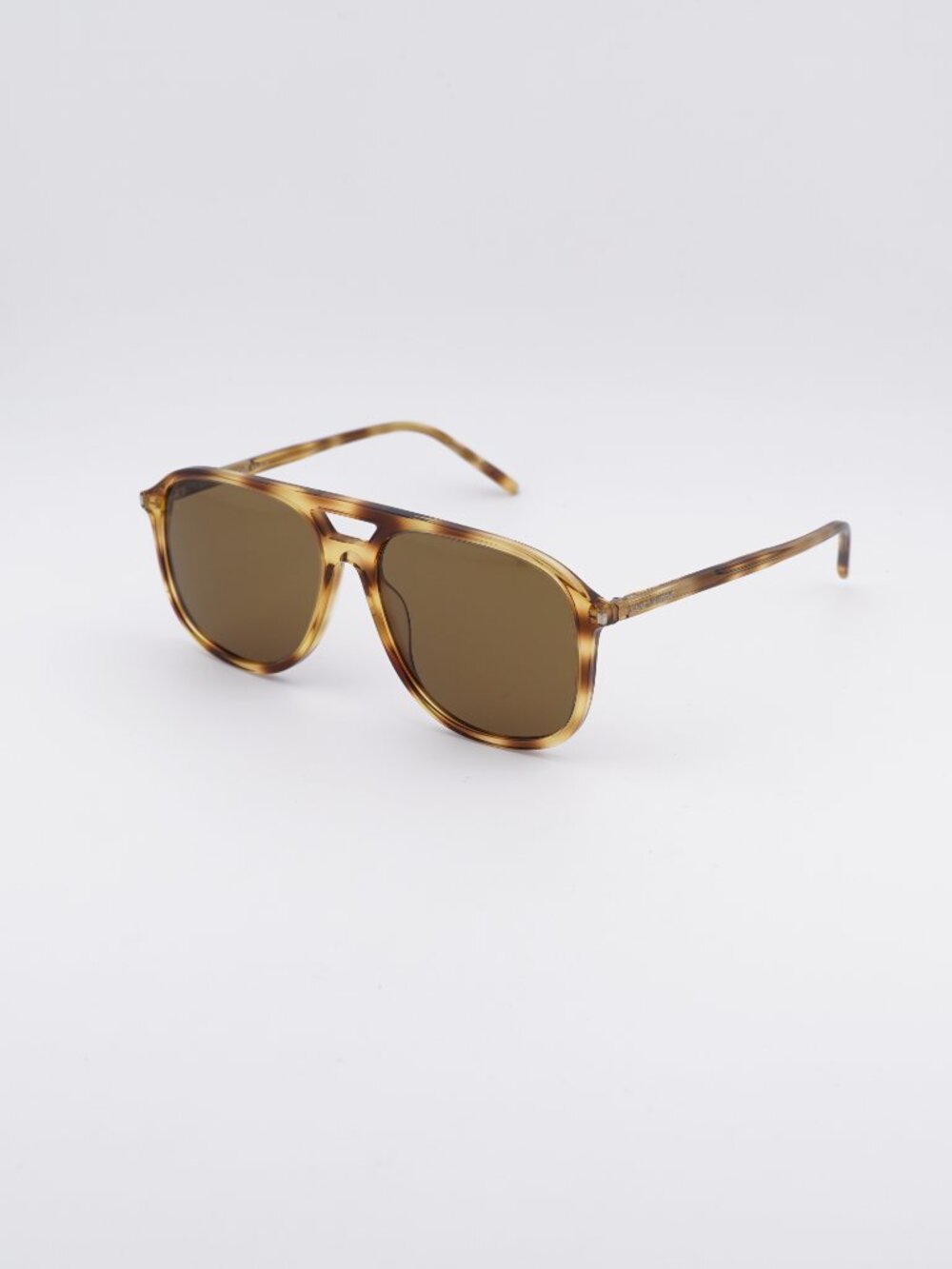 Saint Laurent SL476 003 Sunglasses Havana Aviator Frame, Brown Lenses